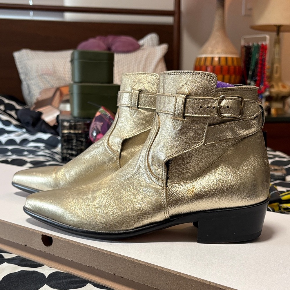Brand New - Paul Smith Metallic Gold Leather Booties – Size 36